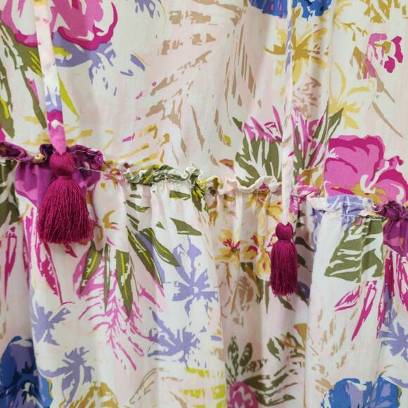 Matilda Jane Enchanted garden hibiscus and palm print short sleeve dress size XS - Picture 9 of 12